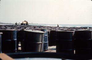 On March 24, men moved the last barrel off the beach and onto the USNS Lt. George W.G. Boyce for shipment to Charleston, SC. 